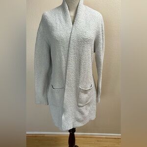 SKIMS Cozy Bouclé Robe - Women’s Size S/M - Light Gray White Belted Knit Robe